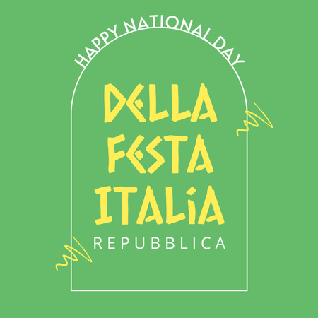 古代スタイルのフォントを使用したイタリア建国記念日の挨拶 Instagramデザインテンプレート