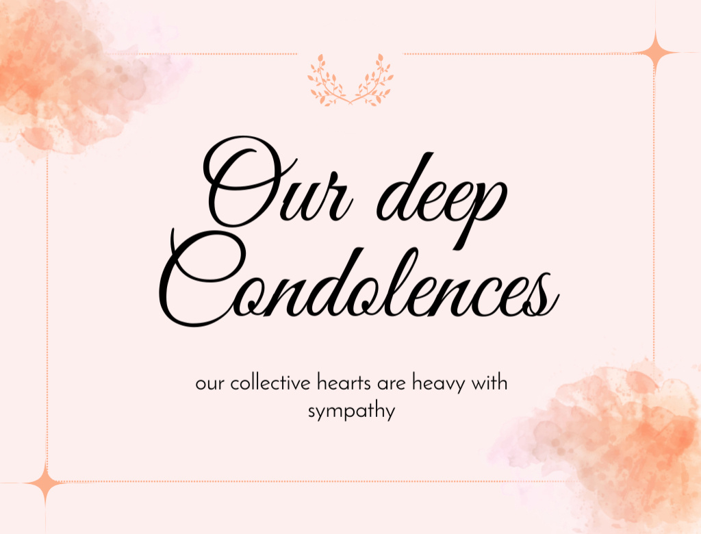 Deepest Condolences Phrase Postcard 4.2x5.5in Πρότυπο σχεδίασης