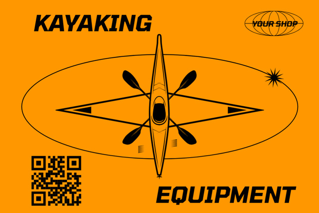 Kayaking Equipment Sale Offer with Illustration Postcard 4x6in Šablona návrhu
