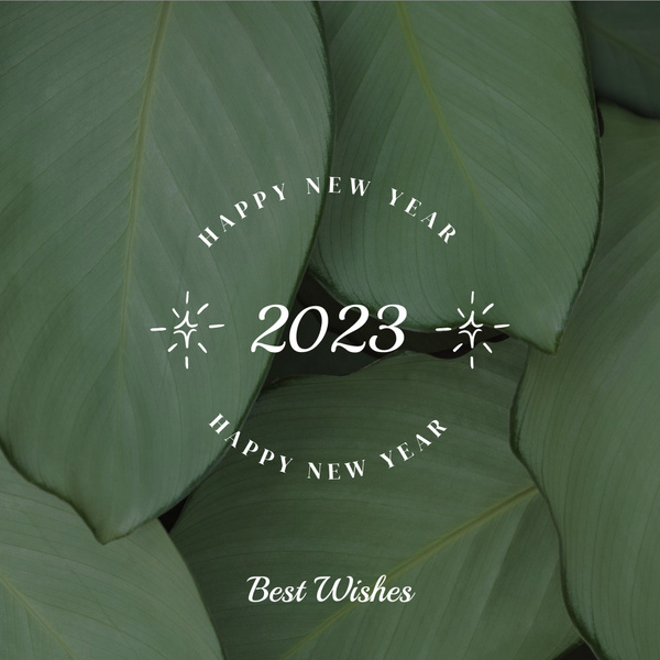 New Year Holiday Greeting with Green Leaves