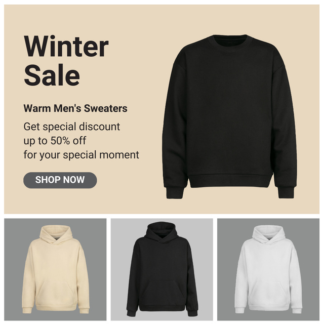 Platilla de diseño Men's Winter Sweaters Sale Announcement Instagram