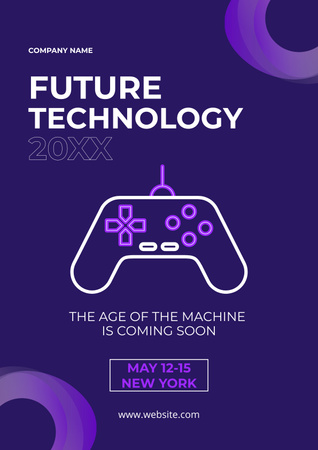 Future Technology Ad with Gamepad Poster Design Template