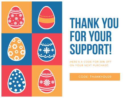 Velikonoční prázdninová propagace s tradičními barvenými velikonočními vejci Thank You Card 5.5x4in Horizontal Šablona návrhu