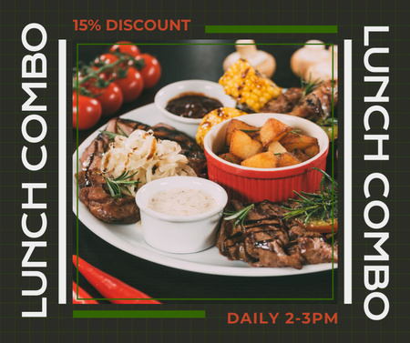 Offer of Lunch Combo in Fast Casual Restaurant Facebook Design Template
