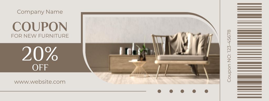 New Furniture Sale Beige Voucher Coupon Modelo de Design