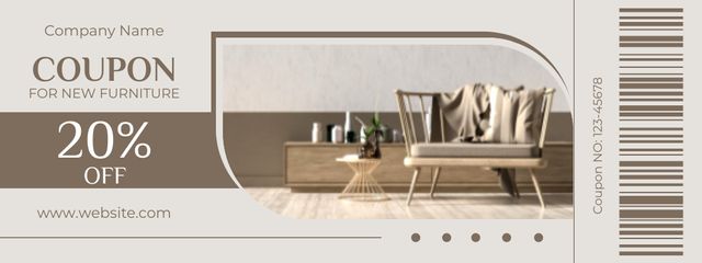 New Furniture Sale Beige Voucher Coupon Πρότυπο σχεδίασης