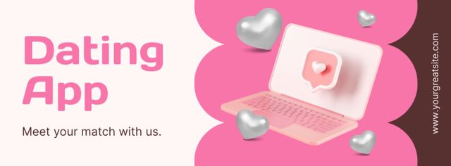 Dating App Offer with Pink Laptop Facebook cover Modelo de Design