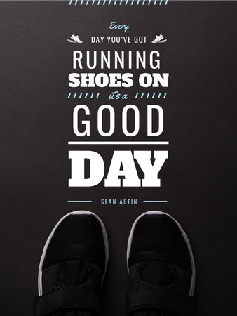 Template di design Sports Inspiration Quote with Pair of Athletic Shoes Poster US