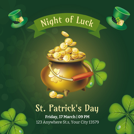 Happy St. Patrick's Day with Pot of Gold Instagram Design Template