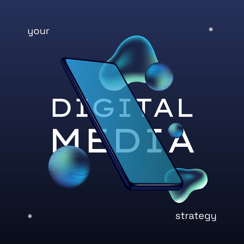 Digital Media Strategy with Modern Smartphone Instagram Tasarım Şablonu