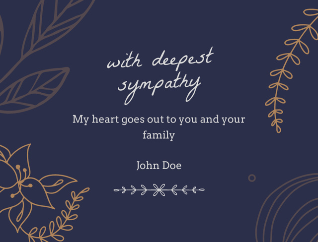 Platilla de diseño Sympathy Phrase with Floral Doodle Illustration Postcard 4.2x5.5in