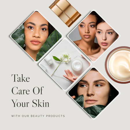 Ontwerpsjabloon van Instagram van verzorgen van uw huid