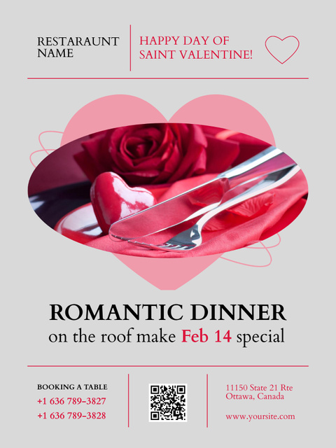 Valentine's Day Romantic Dinner Offer Poster US – шаблон для дизайну