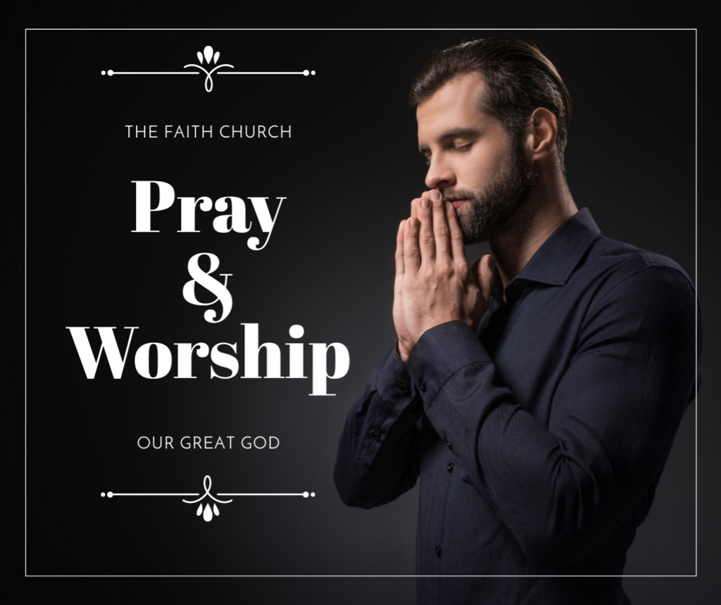 Ontwerpsjabloon van Facebook van Worship Invitation with Prayer