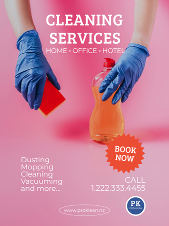 Cleaning Services Offer on Pink Poster US Design Template