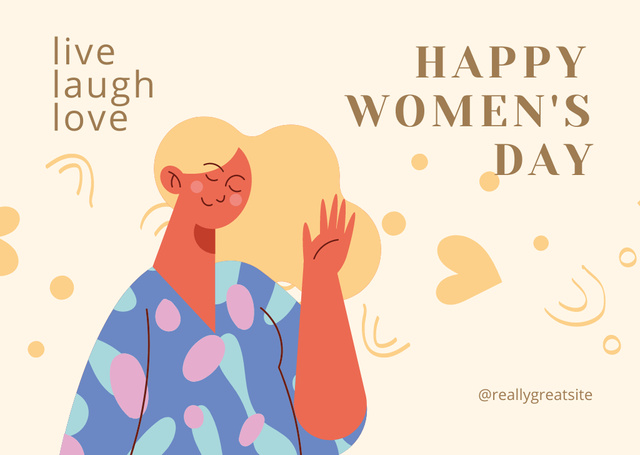 Cute Inspirational Phrase on International Women's Day Card Tasarım Şablonu