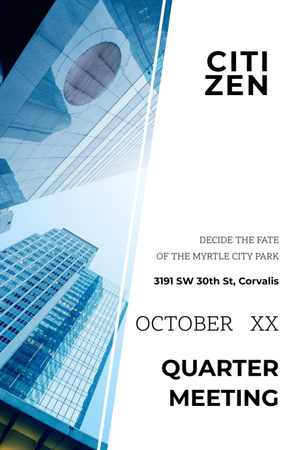 Quarter Meeting Announcement City View Invitation 6x9in Design Template
