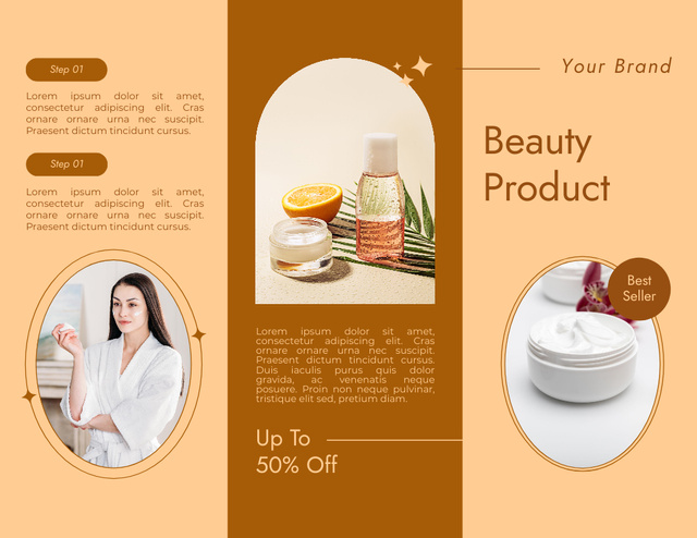 Multiracial Women on Beauty Products Offer Brochure 8.5x11in Πρότυπο σχεδίασης