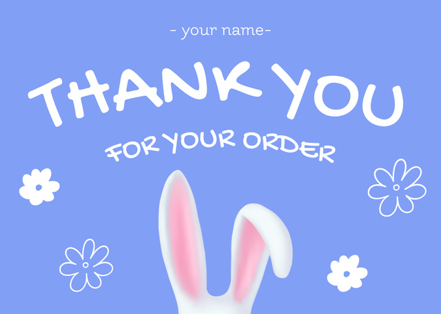 Thank You Message with Easter Bunny Ears Card Design Template