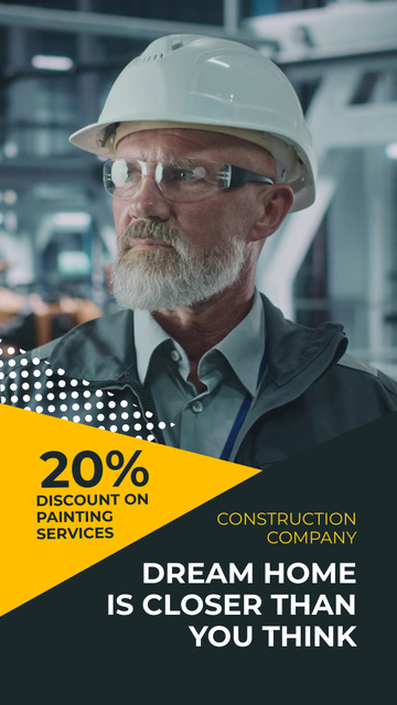 Construction Services with Senior man smiling Instagram Video Story Design Template
