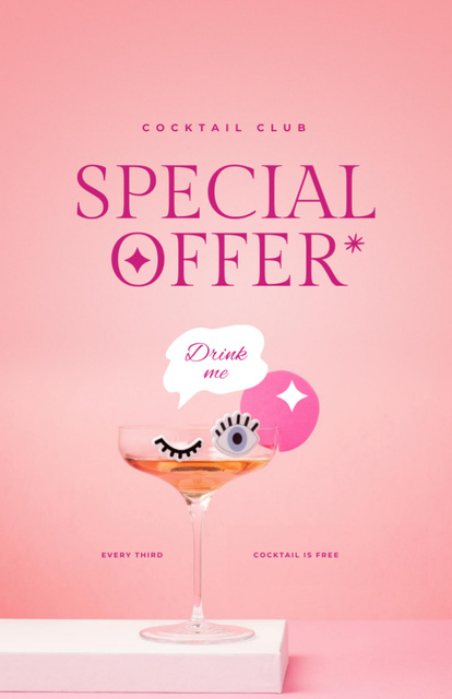 Special Offer of Cocktails in Bar Flyer 5.5x8.5in Šablona návrhu
