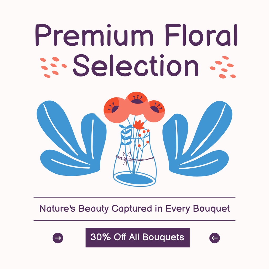 Flower Arrangement Service with Premium Flower Varieties Instagram AD Tasarım Şablonu