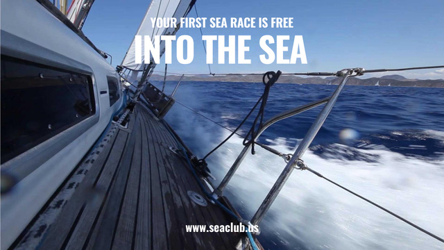 Vacation Offer Yacht Sailing Fast on Blue Sea Full HD video Šablona návrhu