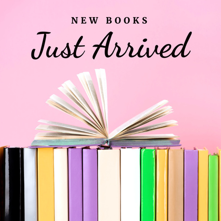 Plantilla de diseño de Anuncio de nueva llegada con libros coloridos Instagram 