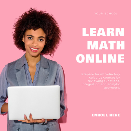 Essential Math Lessons Ad With Laptop Animated Post Design Template