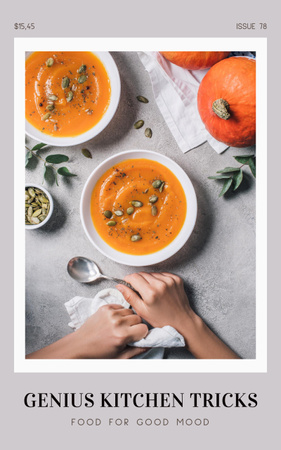 Szablon projektu Ingenious Kitchen Tricks for Making Pumpkin Soup Book Cover
