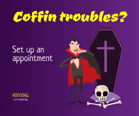 Funny Promotion of City Hospital with Dracula Facebook Design Template