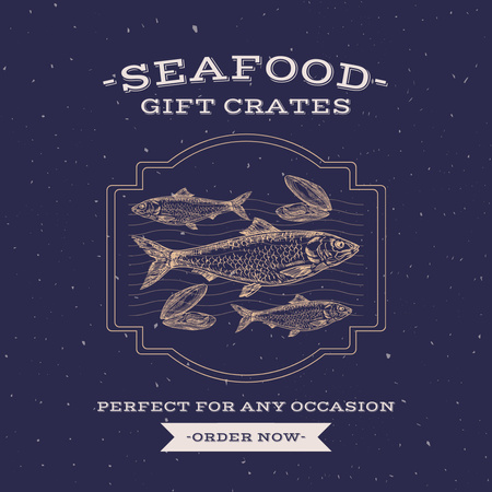 Illustration of Seafood and Fish Instagram Design Template