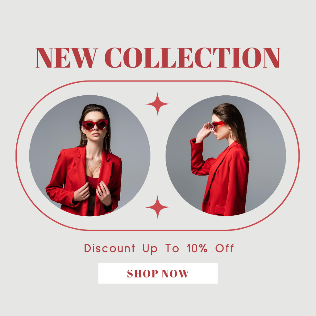 Plantilla de diseño de New Fashion Collection with Woman in Bright Red Clothes Instagram 