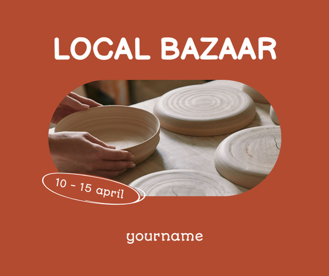 Announcement of Local Bazaar of Craft Goods Facebook Šablona návrhu