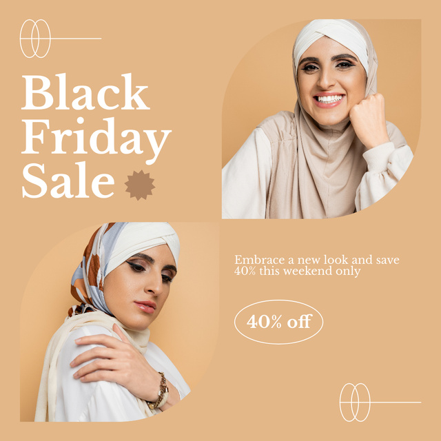 Black Friday Sale of Fashion Hijabs Instagram AD Design Template