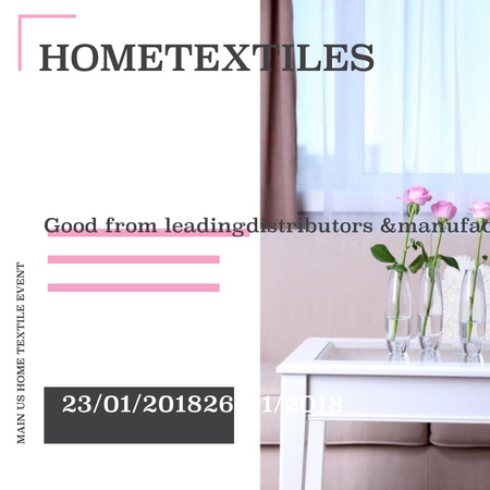Home textiles event announcement roses in Interior Instagram AD tervezősablon