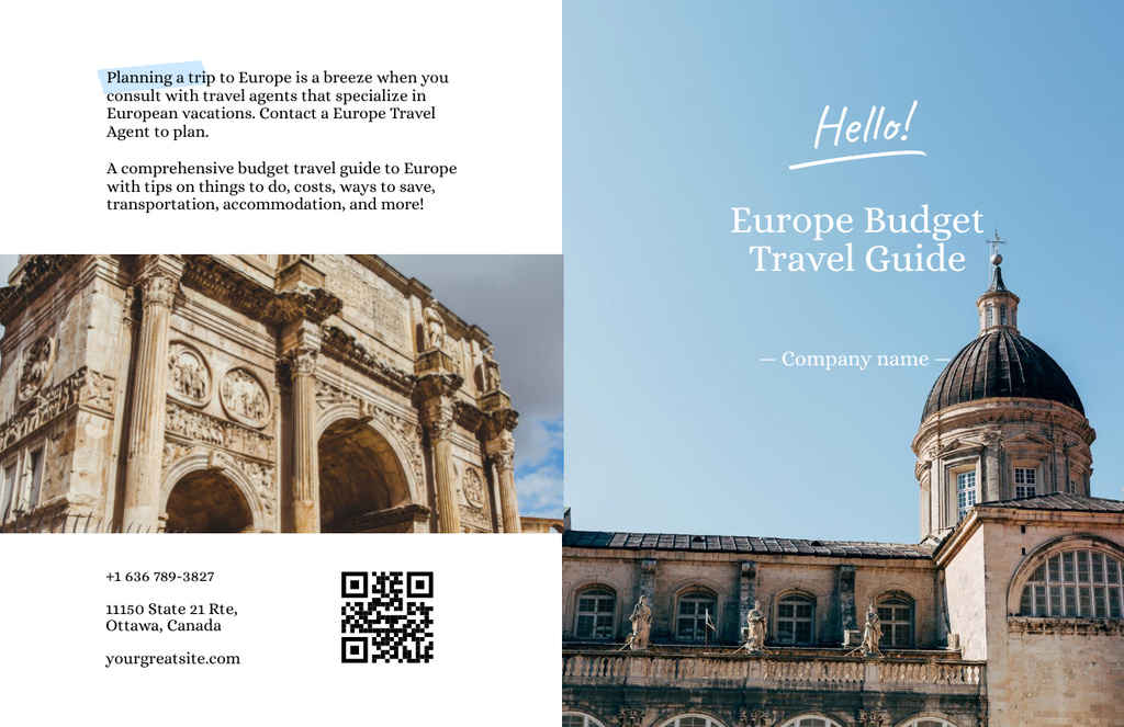 Designvorlage Travel Tour Offer with Beautiful Old Building für Brochure 11x17in Bi-fold