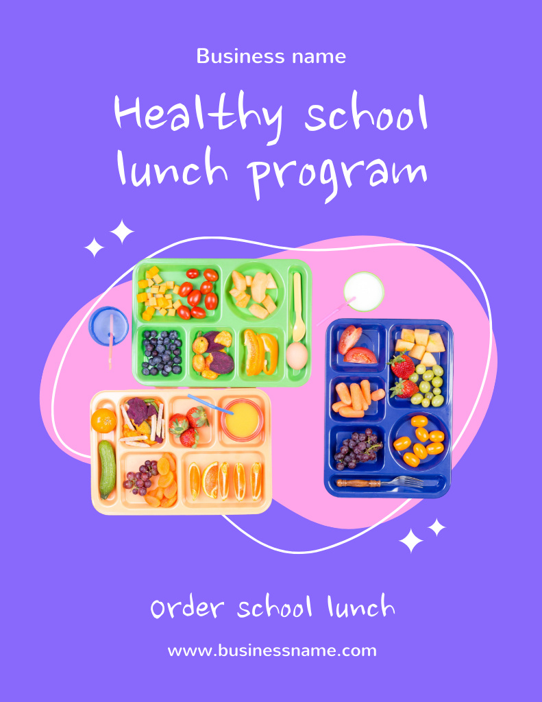 Ontwerpsjabloon van Flyer 8.5x11in van Tempting School Food Program Offer Online