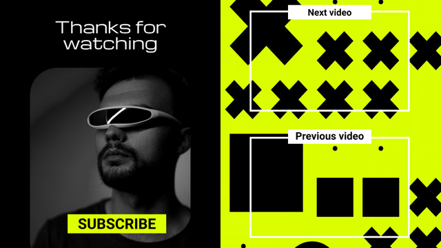 VR Glasses At Tech Channel With Subscribing YouTube outro Tasarım Şablonu