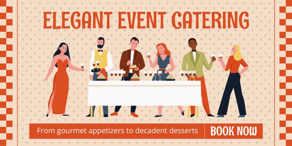 Catering for Elegant Events with Buffet Twitter Design Template