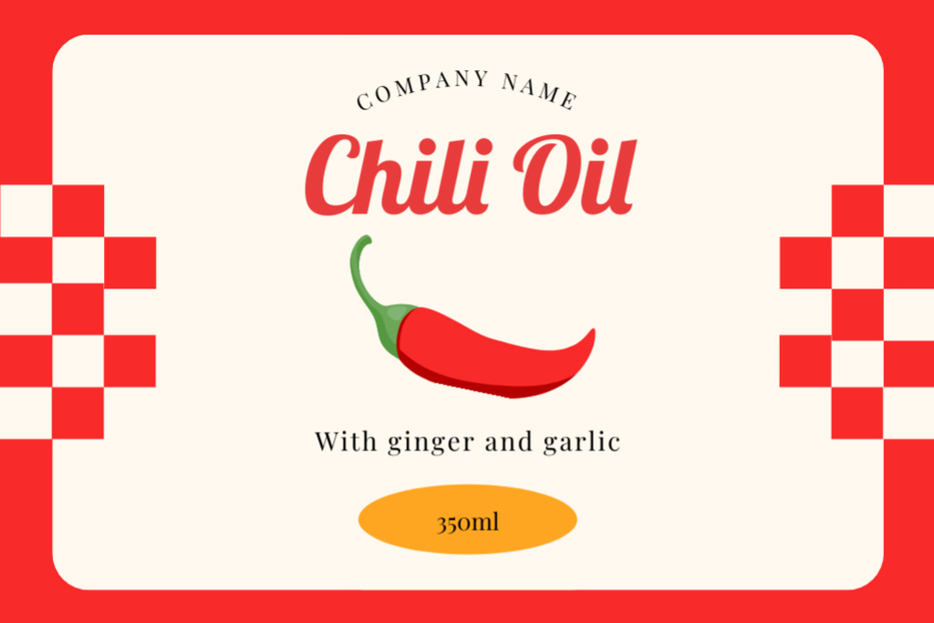 Ontwerpsjabloon van Label van Cold Pressed Chili Oil With Ginger And Garlic