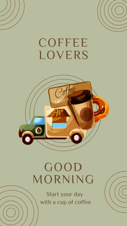 Plantilla de diseño de Motivational Morning Greeting with Coffee Cup Instagram Story 