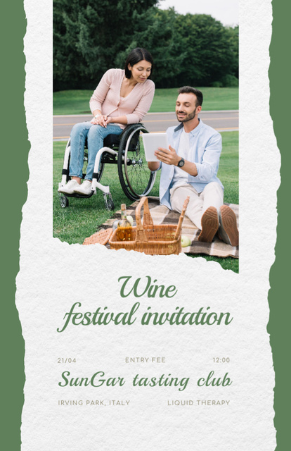 Wine Tasting Festival Announcement Outdoors Invitation 5.5x8.5in Design Template