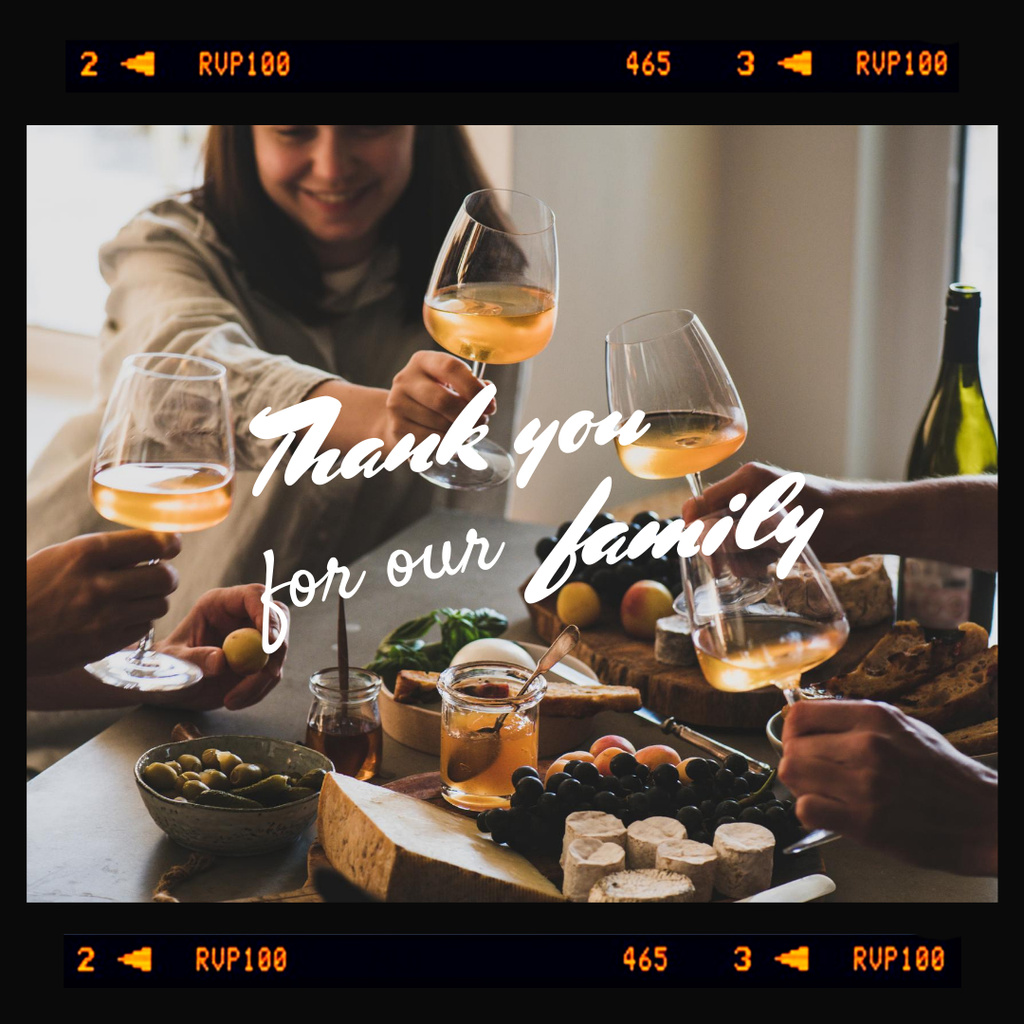 Designvorlage People celebrating Thanksgiving with Festive Dinner für Instagram