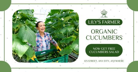 Organic Farm Cucumber Sale Announcement Facebook AD Design Template