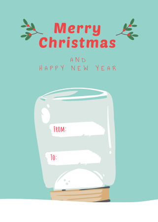 Cute Christmas Holiday Greeting Postcard 5x7in Vertical Design Template