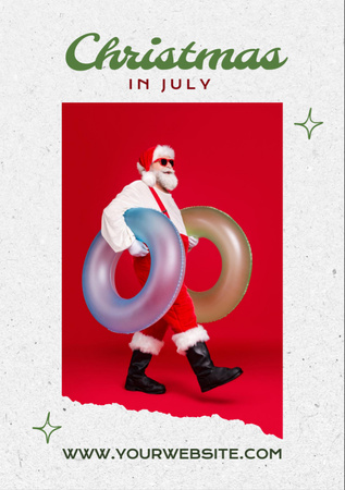 Ontwerpsjabloon van Flyer A7 van  Christmas in July with Happy Santa Claus