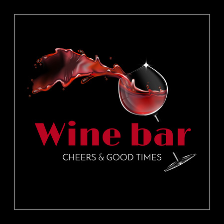 Kırmızı Şarap ve Slogan Promosyonlu Şarap Barı Animated Logo Tasarım Şablonu