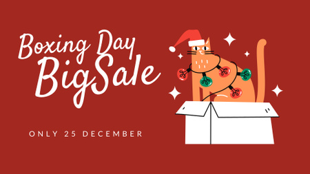 Boxing Day With Cat in Garland  FB event cover Design Template
