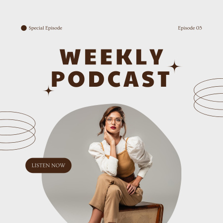 Template di design Annuncio dell'episodio speciale del podcast settimanale Podcast Cover